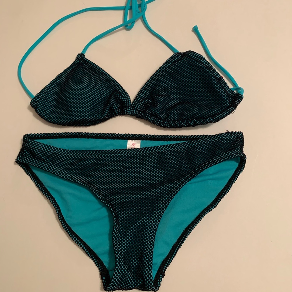 Black and Blue Netted Bikini Set